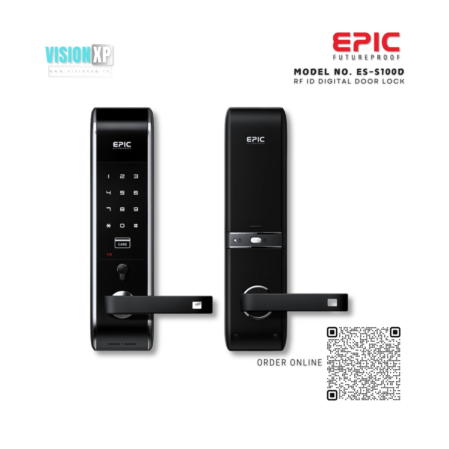 Epic ES-S100D RFID Card Pin Password Operated Digital Door Lock Epic ES-S100D RFID Card Pin Password Operated Digital Door Lock